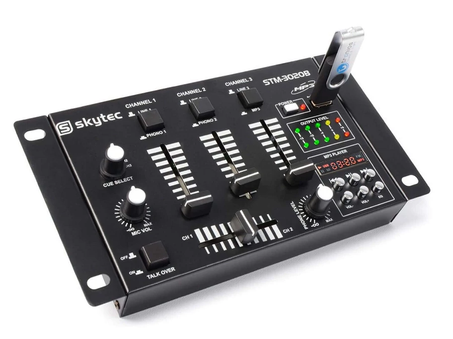 SkyTec STM-3020B 3+1 csatornás DJ, karaoke keverő + USB lejátszó