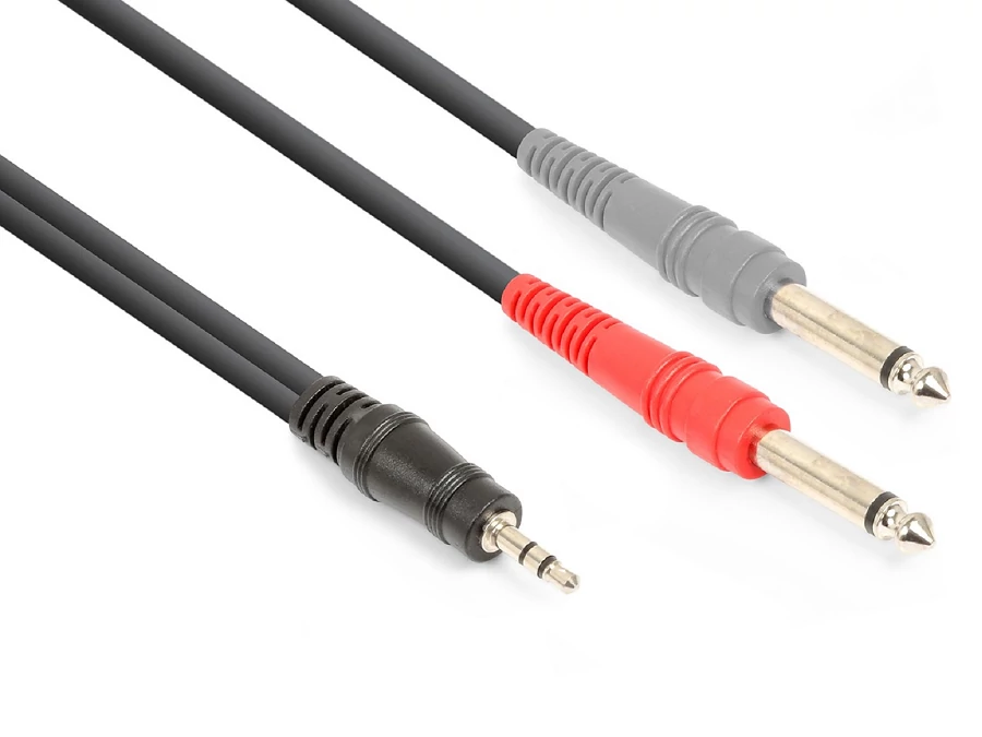 Vonyx CX332-6 sztereo jelkábel (3,5 mm Jack - 2×6,3 mm Jack) - (6 m)