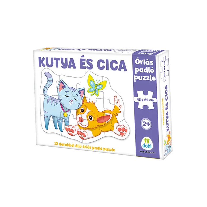 Kutya és cica óriás padló puzzle 12db-os