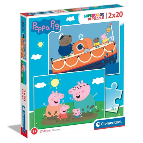 Peppa malac Supercolor 2 az 1-ben 2x20db-os puzzle - Clementoni
