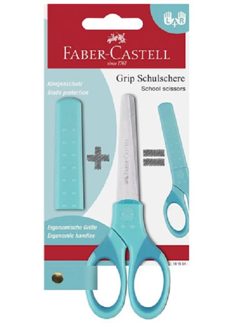 Faber-Castell: Grip iskolai olló türkiz színben pengevédővel