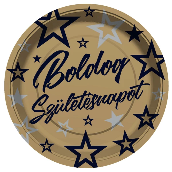 Boldog Születésnapot arany party tányér 23cm