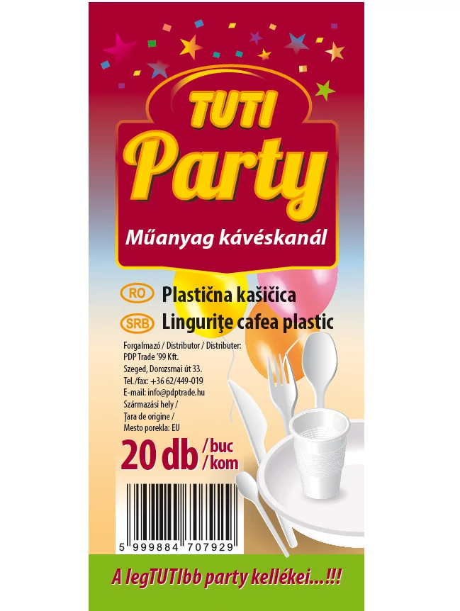 Tuti party műanyag kávéskanál 20db-os kiszerelésben 