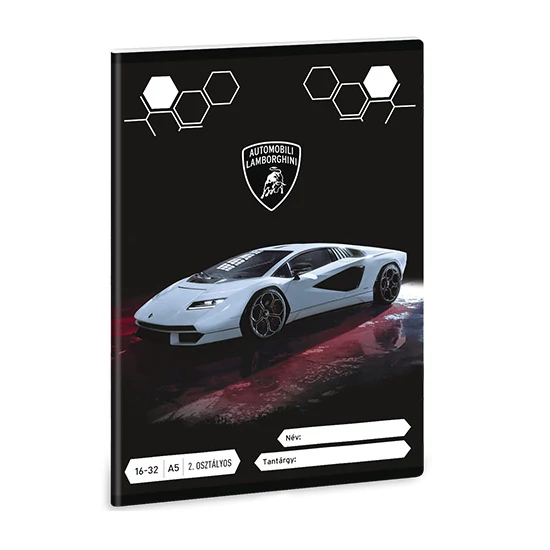 Ars Una: Lamborghini szürke 2.osztályos vonalas füzet A/5 16-32