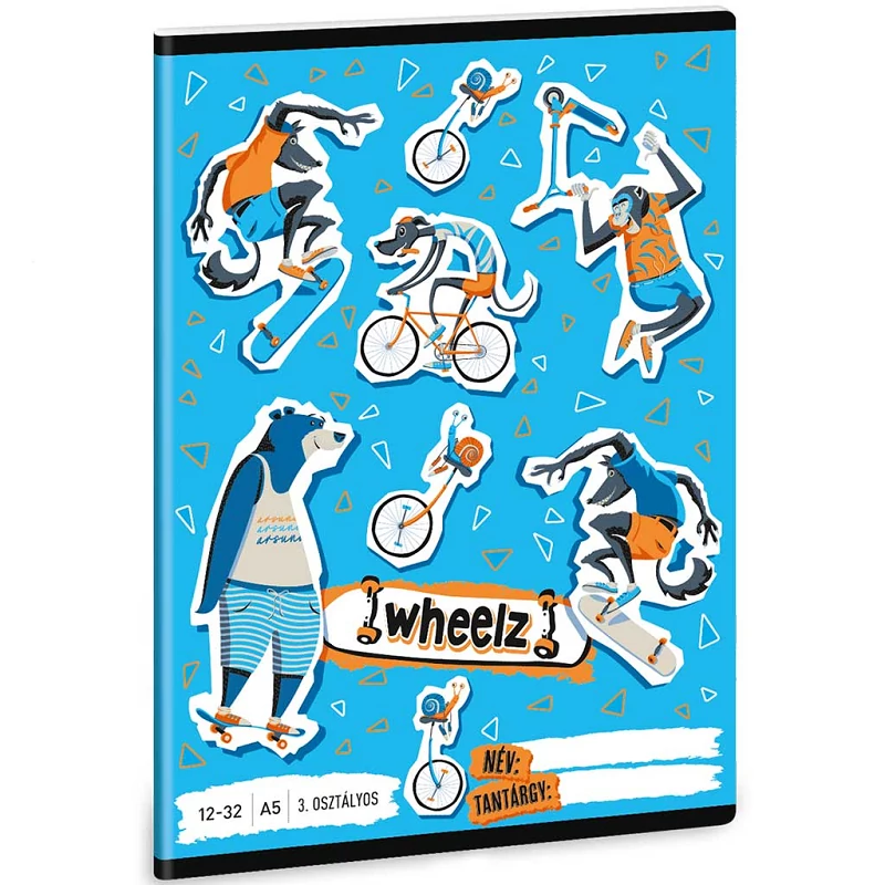 Ars Una: Wheelz kék színű 3. osztályos vonalas füzet 32 lapos A/5