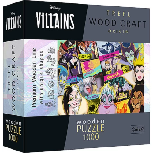 Wood Craft: Disney Főgonoszok 1000 db-os puzzle - Trefl