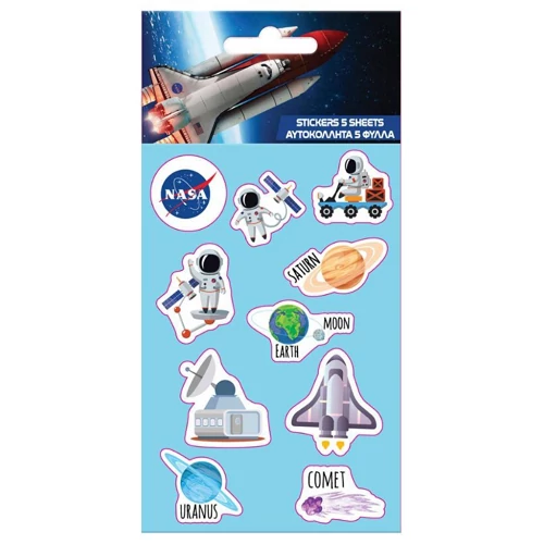 NASA öntapadós matrica szett 8x12cm-es íven 5db