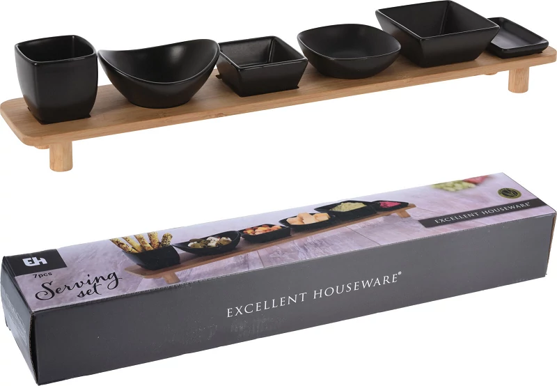 Excellent houseware tálaló szett bambusz állványos 210000830
