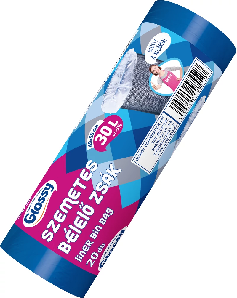 Glossy bélelő zsák kék színben 30L 20db-os kiszerelésben K-11123-0056