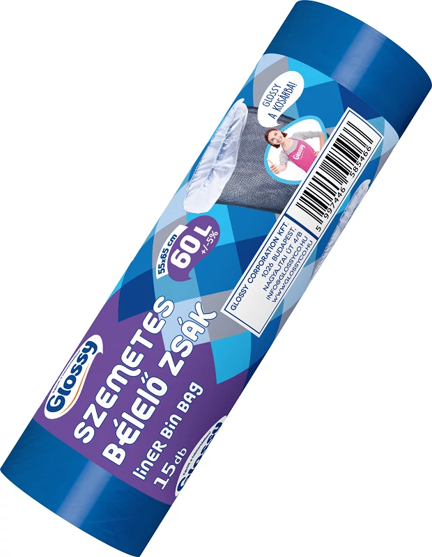 Glossy bélelő zsák kék színben 60L 15db-os kiszerelésben K-11153-0046
