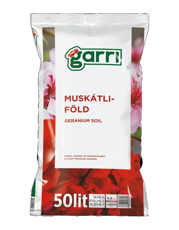 Garri muskátli virágföld 50L - csak egyedi szállítással vagy személyes átvétellel