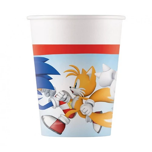 Party papírpohár 8 db 2 dl Sonic a sündisznós mintával