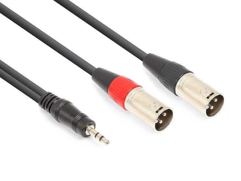 Vonyx CX322-1 sztereo jelkábel (3,5 mm Jack - 2x XLR papa) - (1,5 m)