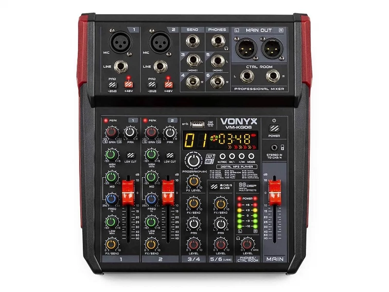 Vonyx VM-KG06 6 Csatornás keverő, Bluetooth, DSP, USB