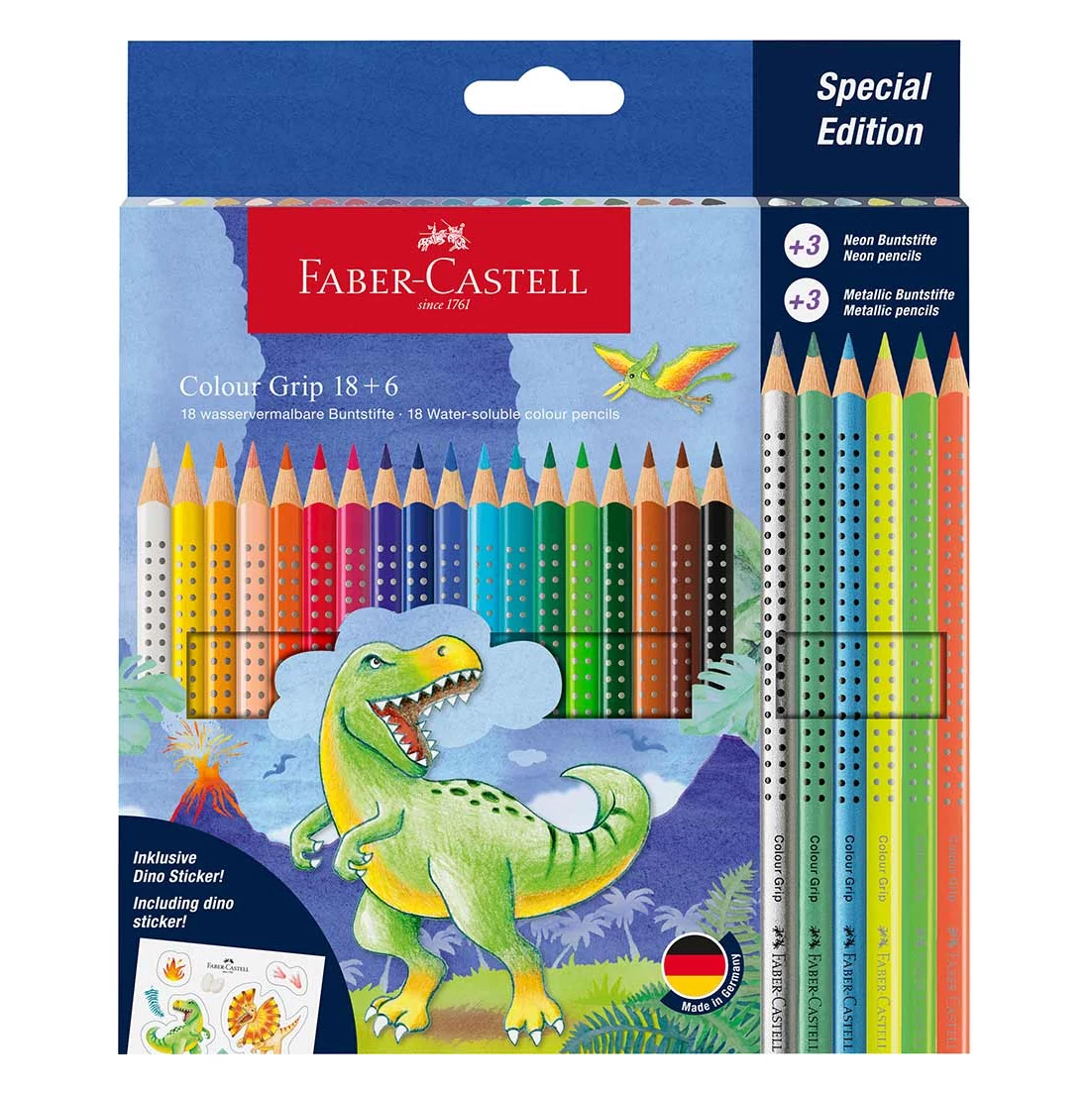 Faber-Castell: Dinoszauruszos Grip színesceruza készlet 18+6db-os csomag