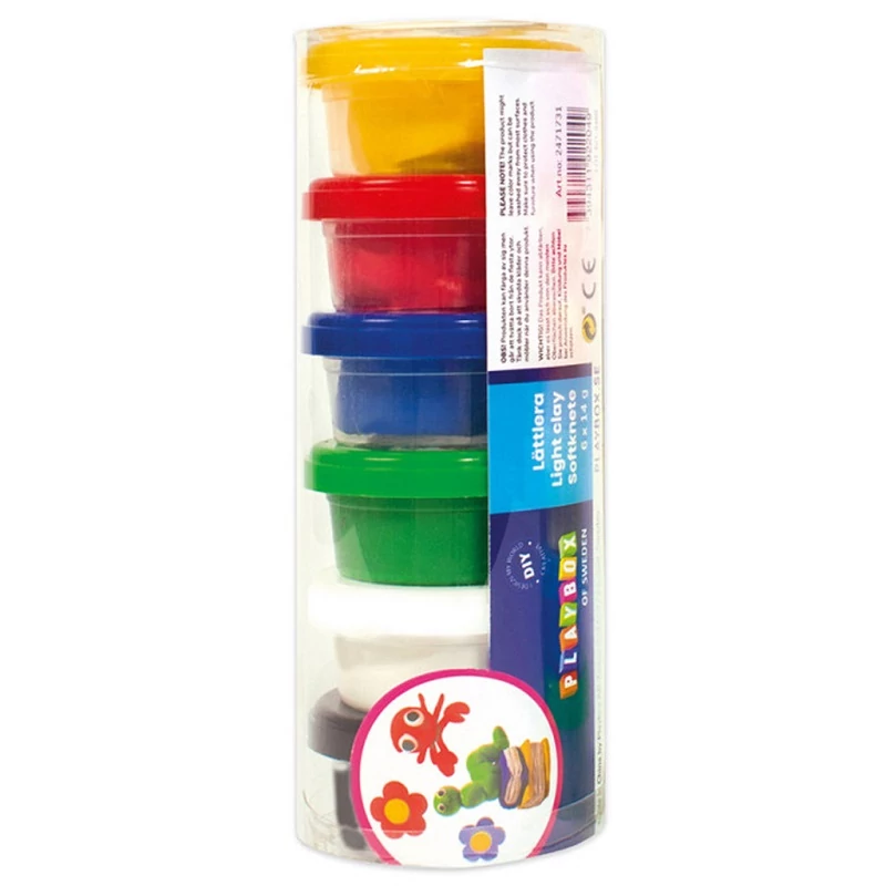 PlayBox: Színes gyurma szett tégelyben 6x14gramm