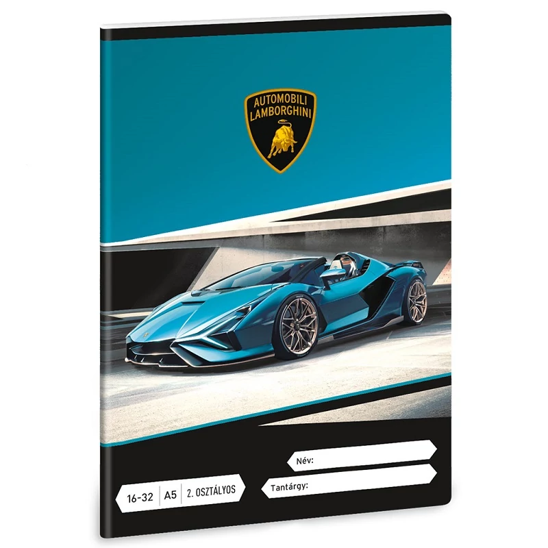 Ars Una: Lamborghini kék 2.osztályos vonalas füzet A/5