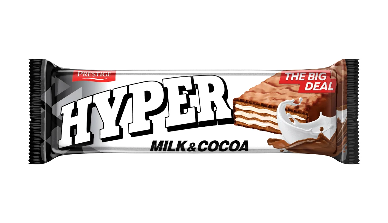 Hyper Black kakaós bevonatba mártott tejkrémmel töltött ostya 50g