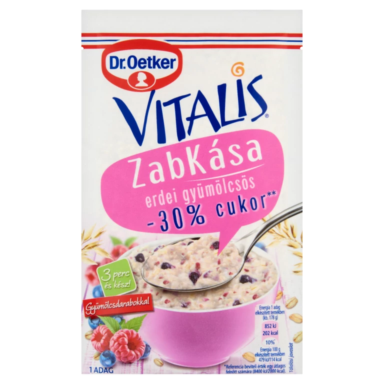 Dr. Oetker vitalis erdei gyümölcsös zabkása 30% kevesebb cukorral 53g