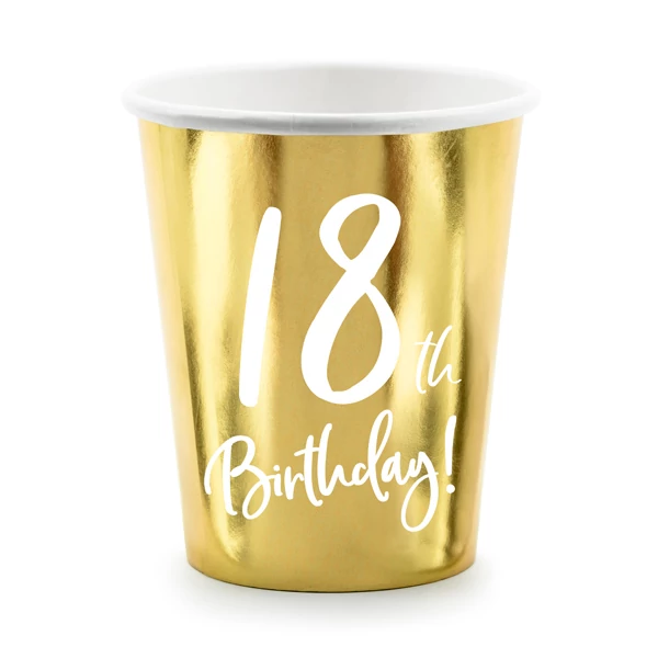 Party papírpohár arany 18. évszámos 220ml 6 db