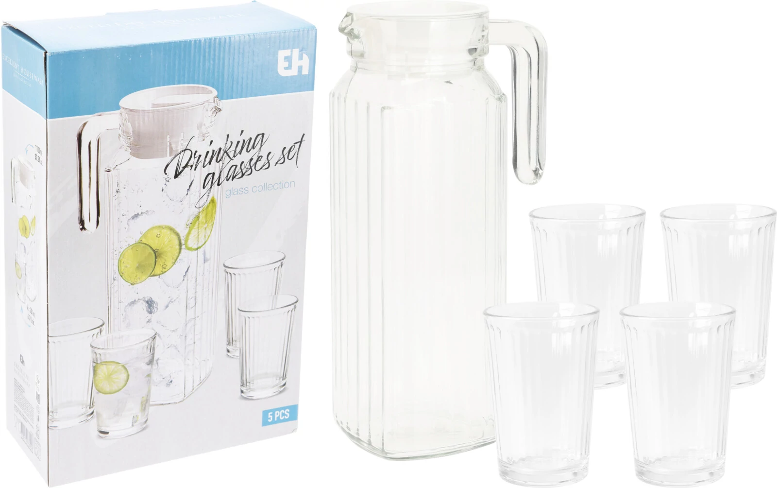 Excellent Houseware üvegkancsó 1.1l + 4db pohár YE9000500
