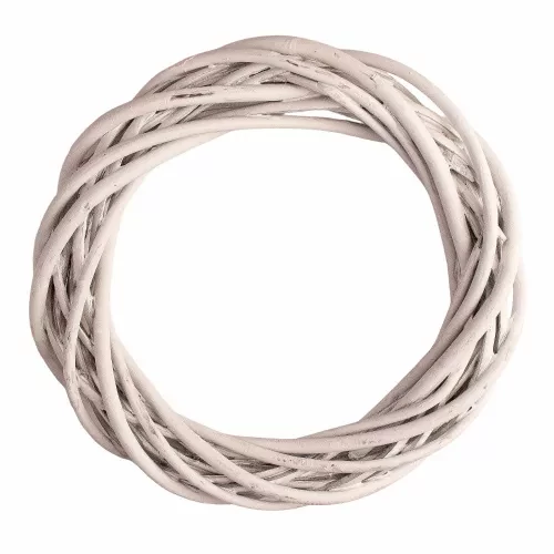 Fonott vessző koszorúalap antik fehér színben 25cm KA4-25W