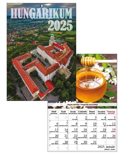 T-Calendar hungarikum tűzött falinaptár A/4 2025