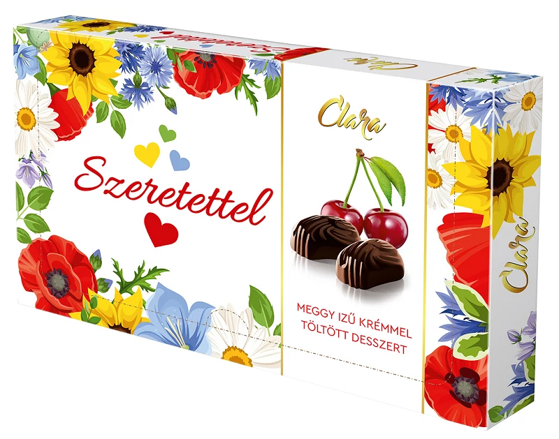 Clara meggy ízű desszer szeretettel felirattal 125g