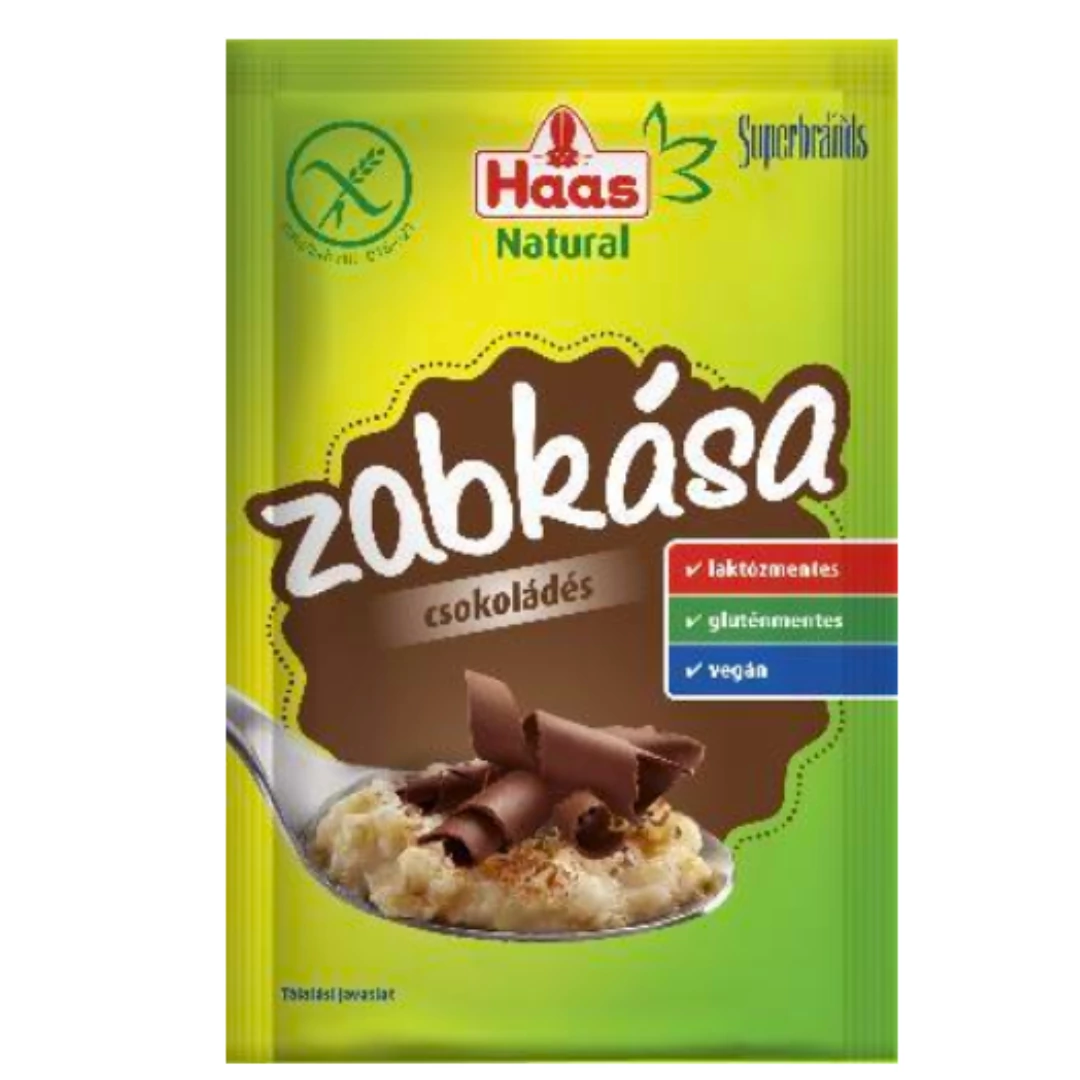 Haas Natural zabkása 50g csokoládé gm, lm,vegán