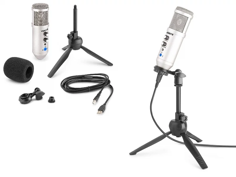 Vonyx CM320S stúdió mikrofon titánium +USB +visszhang effekt