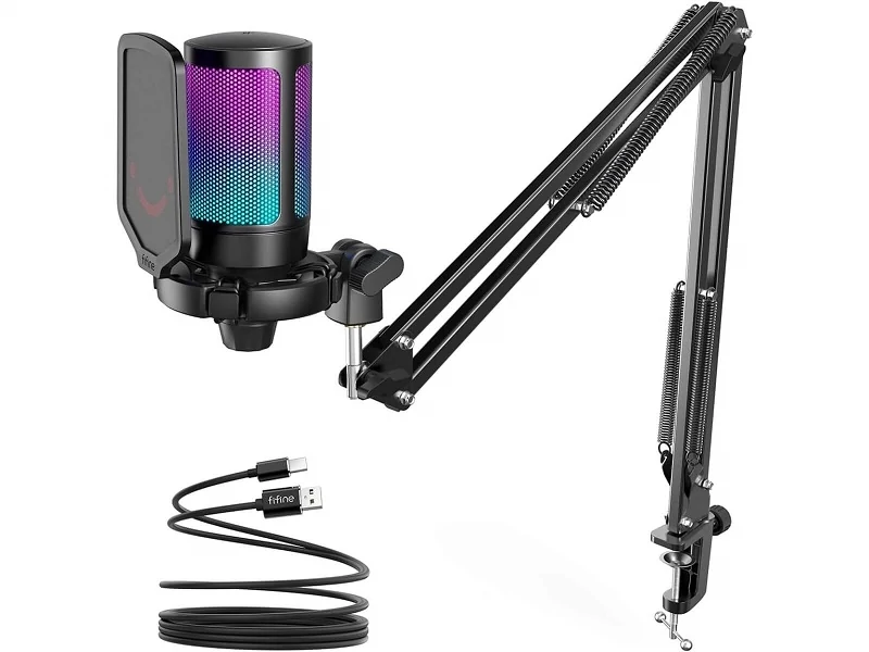 Fifine A6T Podcast| Youtuber| Gamer| TikTok mikrofon + Karos állvány [USB-C]