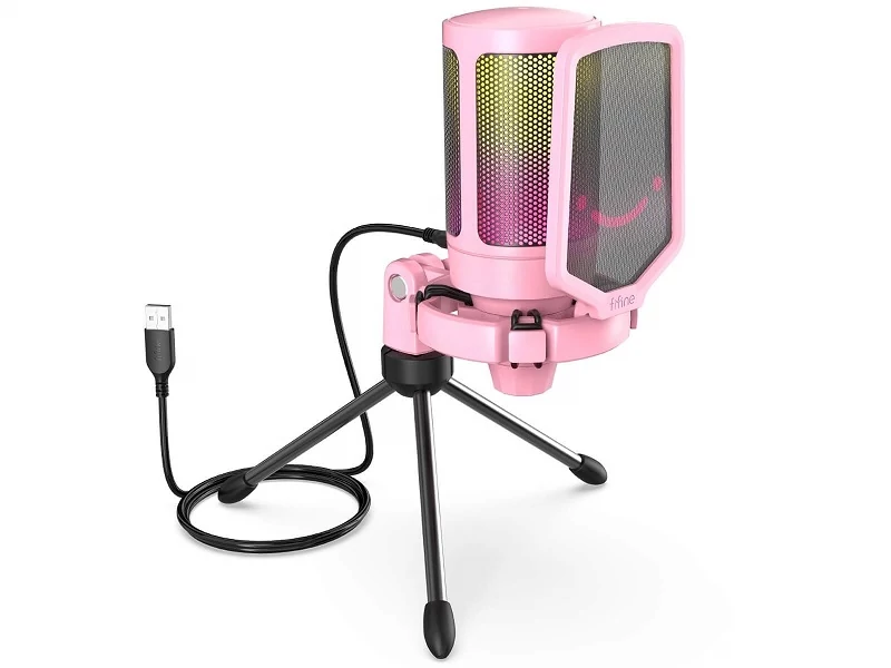 Fifine A6VP Podcast| Youtuber| Gamer| TikTok mikrofon (rózsaszín) [USB-C]