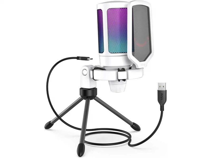 Fifine A6VW Podcast| Youtuber| Gamer| TikTok mikrofon (fehér) [USB-C]