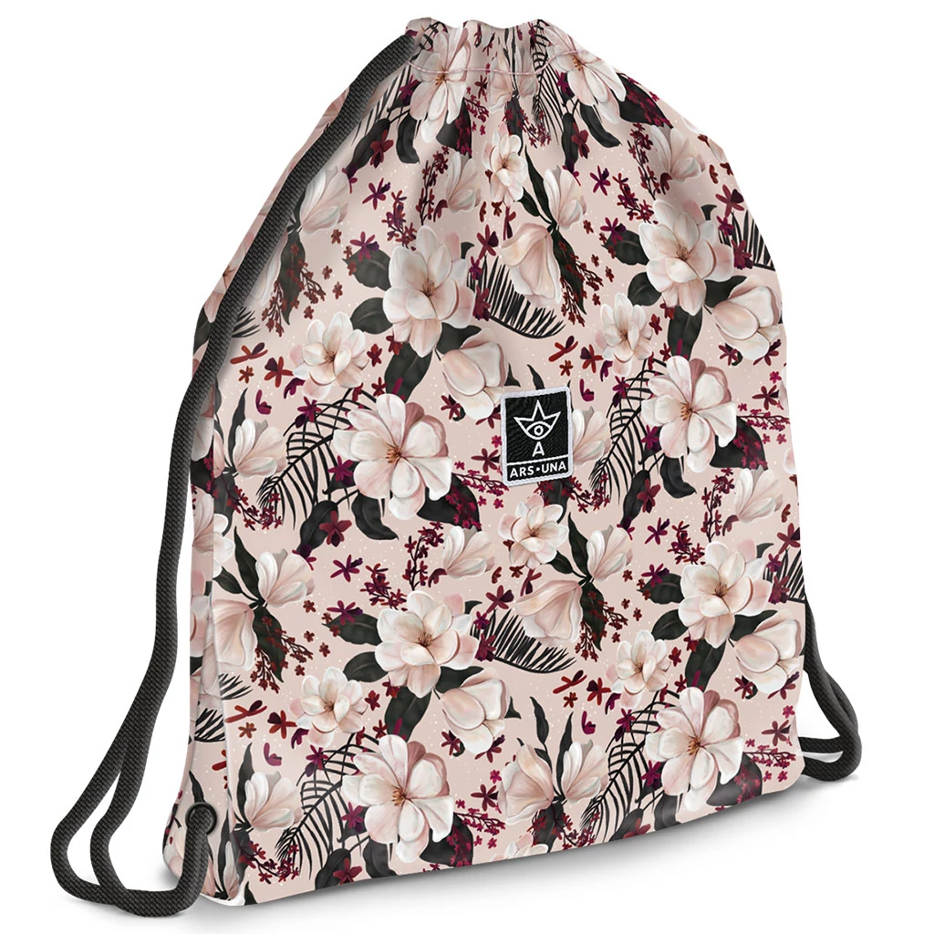 Ars Una: Flowery Pink virágos tindédzser tornazsák, sportzsák 37,5x46cm