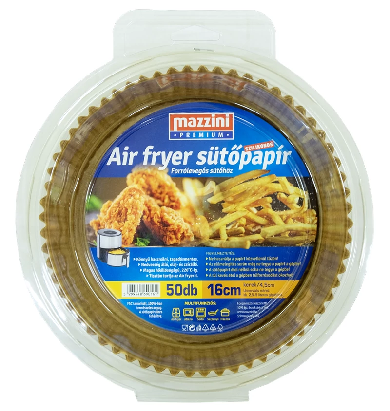 Mazzini premium kerek sütőpapír airfryer-be 16cm 50db-os kiszerelésben 