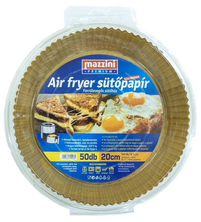 Mazzini premium kerek sütőpapír airfryer-be 20cm 50db-os kiszerelésben