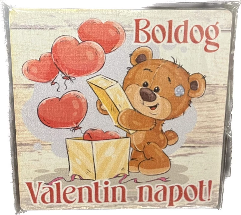 Valentin napi feliratos macis hűtőmágnes TWM-05