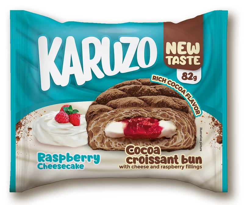 Karuzo Kakaós leveles tészta krémtúrós-málnás töltelékkel 82 g